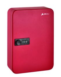 Steel Heavy-Duty Key Cabinet with Combination Lock, 48-Key, 7.1 x 3 x 10, Stainless Steel 304, Red