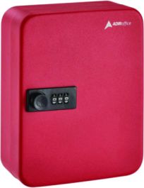 Steel Heavy-Duty Key Cabinet with Combination Lock, 30-Key, 6.4 x 3 x 8, Stainless Steel 304, Red