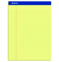 Perforated Writing Pads, Narrow Rule, 50 Canary-Yellow 8.5 x 11.75 Sheets, Dozen