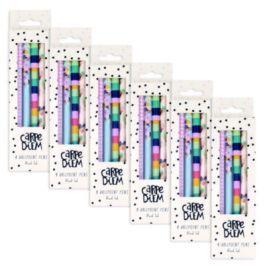 Carpe Diem Ballpoint Pen, Stick, Medium 0.7 mm, Black Ink, Assorted Ditzy Floral Barrel Patterns 4 Pens/Pack, 6 Packs/Box
