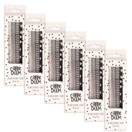Carpe Diem Ballpoint Pen, Stick, Medium 0.7 mm, Black Ink, Assorted Geometric Barrel Patterns, 4 Pens/Pack, 6 Packs/Box