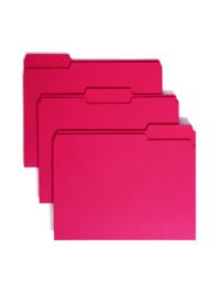 Colored File Folders, 1/3-Cut Tabs: Assorted, Letter Size, 0.75" Expansion, Red, 100/Box