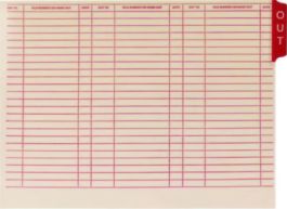 End Tab Out Cards, 12.25 x 9.5, Manila/Red, 100/Box