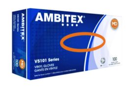 V5101 Series Latex-Free Powdered Vinyl Gloves, 3 mil, Medium, Clear, 100/Box