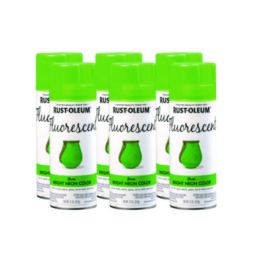 Specialty Fluorescent Spray Paint, Flat Fluorescent Green, 11 oz Aerosol Can, 6/Carton