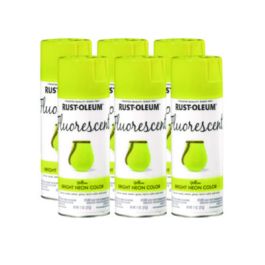 Specialty Fluorescent Spray Paint, Flat Fluorescent Yellow, 11 oz Aerosol Can, 6/Carton