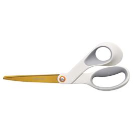 SoftGrip Titanium Scissors, 8" Long, 4" Cut Length, Offset White Handle