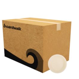 Bagasse PFAS-Free Dinnerware, Plate, Sugarcane, 9" dia, Tan, 500/Carton