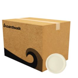 Bagasse PFAS-Free Dinnerware, Plate, Sugarcane, 10" dia, Tan, 500/Carton