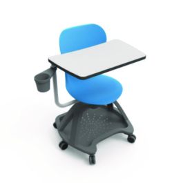 Classroom Series All-In-One Student Desk and Chair, Supports Up to 330 lb, 19" Seat Height, Blue Seat/Back, Gray Base