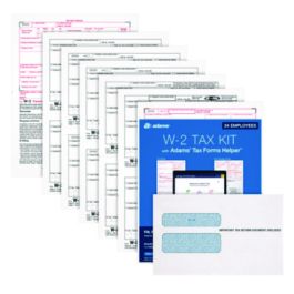 6-Part W-2 Tax Form Kit with Security Envelopes and Tax Forms Helper, 2024, 8.5 x 5.5, 2 Forms/Sheet, 24 Forms Total