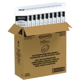 Prima Strawless Plastic Lids, Fits 12 oz to 26 oz Cold Cups, Clear, 100/Sleeve, 10 Sleeves/Carton