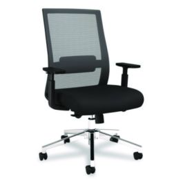 Alera Ashdale Ergonomic Fabric Swivel Task Chair, Supports 275 lb, 18.15 to 21.89 Seat Height, Black Seat/Back, Silver Base