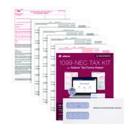 4-Part 1099-NEC Tax Form Kit with Security Envelopes and Tax Forms Helper, 2024, 8.5 x 3.5, 3 Forms/Sheet, 24 Forms Total