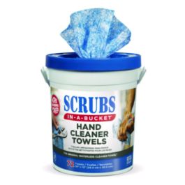 Hand Cleaner Towels, Cloth, 10 x 12, Citrus, Blue/White, 72/Bucket
