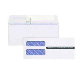 1099 Double Window Envelope, Commercial Flap, Self-Adhesive Closure, 3.75 x 8.75, White, 24/Pack