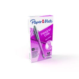 “Write for Hope” Edition FlexGrip Elite Ballpoint Pen, Retractable, Medium 1 mm, Black Ink, Pink Barrel, Dozen