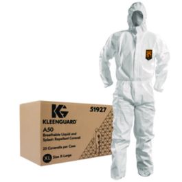A50 Breathable Splash and Particle Protection Overalls, White, X-Large, 25/Carton