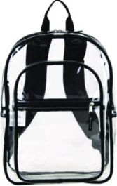Clear with Color Trim Backpack, 11.5" x 5" x 16.5", Clear/Black