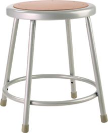 6200 Series Heavy Duty Steel Stool, Backless, Supports Up to 500 lb, 18" Seat Height, Brown Seat, Gray Base