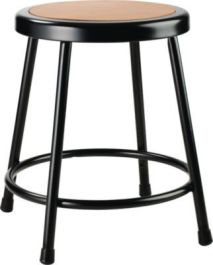6200 Series Heavy Duty Steel Stool, Backless, Supports Up to 500 lb, 18" Seat Height, Brown Seat, Black Base