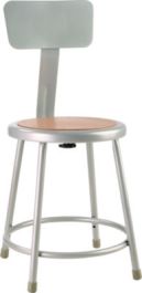 6200 Series Heavy Duty Steel Stool With Backrest, Supports Up to 500 lb, 18" Seat Height, Brown Seat, Gray Back/Base