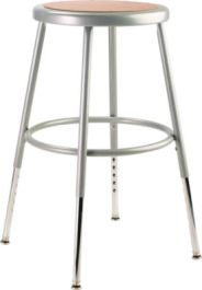 6200 Series Height Adjustable Heavy Duty Steel Stool, Backless, Supports 500lb, 19" to 27" Seat Height, Brown Seat, Gray Base