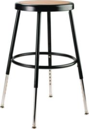 6200 Series Height Adjustable Heavy Duty Steel Stool, Backless, Supports 500lb,19' to 27' Seat Height, Brown Seat, Black Base