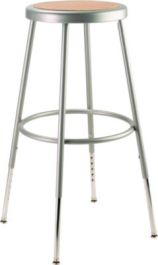 6202 Series Height Adjustable Heavy Duty Steel Stool, Backless, Supports 500 lb, 25" to 33" Seat Height, Brown Seat/Gray Base