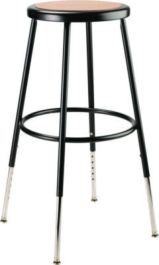6200 Series Height Adjustable Heavy Duty Steel Stool, Backless, Supports 500lb, 25" to 33" Seat Height, Brown Seat/Black Base