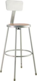6200 Series Heavy Duty Steel Stool With Backrest, Supports Up to 500 lb, 30" Seat Height, Brown Seat, Gray Back/Base