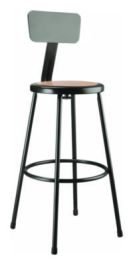 6200 Series Heavy Duty Steel Stool With Backrest, Supports Up to 500 lb, 30" Seat Height, Brown Seat, Black Back/Base
