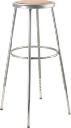 6200 Series Height Adjustable Heavy Duty Steel Stool, Backless, Supports 500lb, 31" to 39" Seat Height, Brown Seat, Gray Base