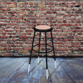 6200 Series Height Adjustable Heavy Duty Steel Stool, Backless, Supports 500lb, 31" to 39" Seat Height, Brown Seat,Black Base