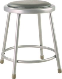6400 Series Fixed Height Heavy Duty Vinyl Padded Steel Stool, Backless, Supports 500 lb, 18" Seat Height, Gray Seat/Base