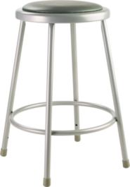 6400 Series Fixed Height Heavy Duty Vinyl Padded Steel Stool, Backless, Supports 500 lb, 24" Seat Height, Gray Seat/Base