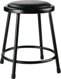 6400 Series Fixed Height Heavy Duty Vinyl Padded Steel Stool, Backless, Supports 500 lb, 18" Seat Height, Black Seat/Base