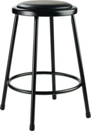 6400 Series Fixed Height Heavy Duty Vinyl Padded Steel Stool, Backless, Supports 500 lb, 24" Seat Height, Black Seat/Base