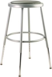 6400 Series Height Adjustable HD Vinyl Padded Steel Stool, Backless, Supports 500 lb, 18.5"-26.5" Seat Height, Gray Seat/Base