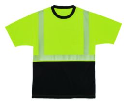 GloWear 8280BK Class 2 Performance T-Shirt with Black Bottom, 2X-Large Long, Lime