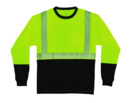 GloWear 8281BK Class 2 Long Sleeve Shirt with Black Bottom, 9X-Large Long, Lime