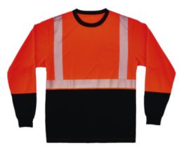 GloWear 8281BK Class 2 Long Sleeve Shirt with Black Bottom, 6X-Large Long, Orange