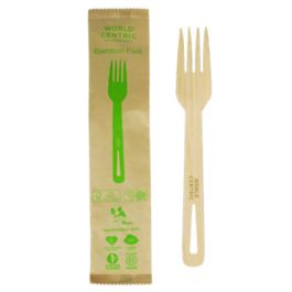 Bamboo Cutlery, Fork, Paper, Natural, 750/Carton