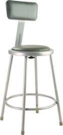 6400 Series Heavy Duty Vinyl Padded Steel Stool With Backrest, Supports Up to 500 lb, 24" Seat Height, Gray Seat, Gray Base