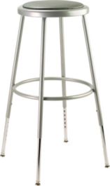 6400 Series Height Adjustable Heavy Duty Vinyl Padded Steel Stool, Supports 500 lb, 25" to 33" Seat Height, Gray Seat/Base