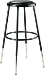 6400 Series Height Adjustable Heavy Duty Vinyl Padded Steel Stool, Supports 500 lb, 25" to 33" Seat Height, Black Seat/Base