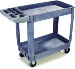 Two-Shelf Utility Cart, Plastic, 2 Shelves, 500 lb Capacity, 17.25" x 40" x 33.5", Gray