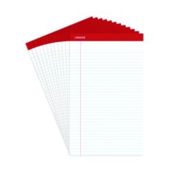 Perforated Ruled Writing Pads, Wide/Legal Rule, Red Headband, 50 White 8.5 x 14 Sheets, Dozen