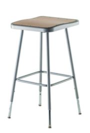 6300 Series Height Adjust Heavy Duty Square Seat Steel Stool, Backless, 500lb, 23.75" to 31.75" Height, Brown Seat, Gray Base