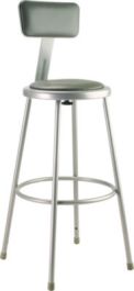 6400 Series Heavy Duty Vinyl Padded Stool With Backrest, Supports 500 lb, 30" Seat Height, Gray Seat, Gray Back, Gray Base
